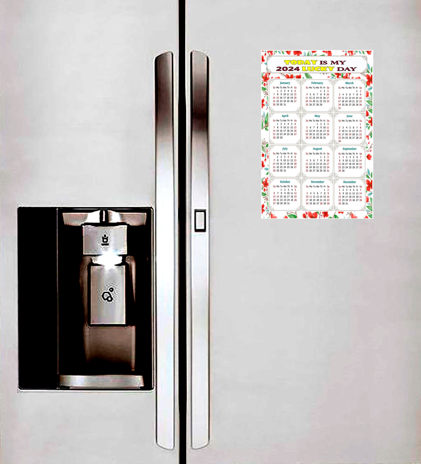 2024 Magnetic Calendar - Calendar Magnets - Today is my Lucky Day - (Fade, Tear, and Water Resistant) - Themed 020
