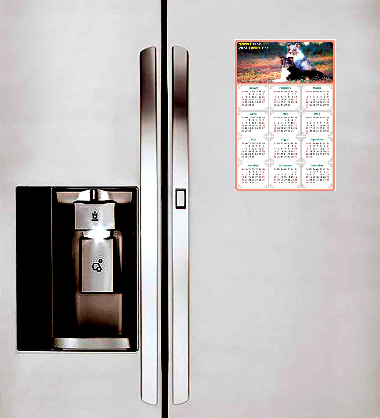 2024 Magnetic Calendar - Today is My Lucky Day (Fade, Tear, and Water Resistant)- Dogs Themed 09
