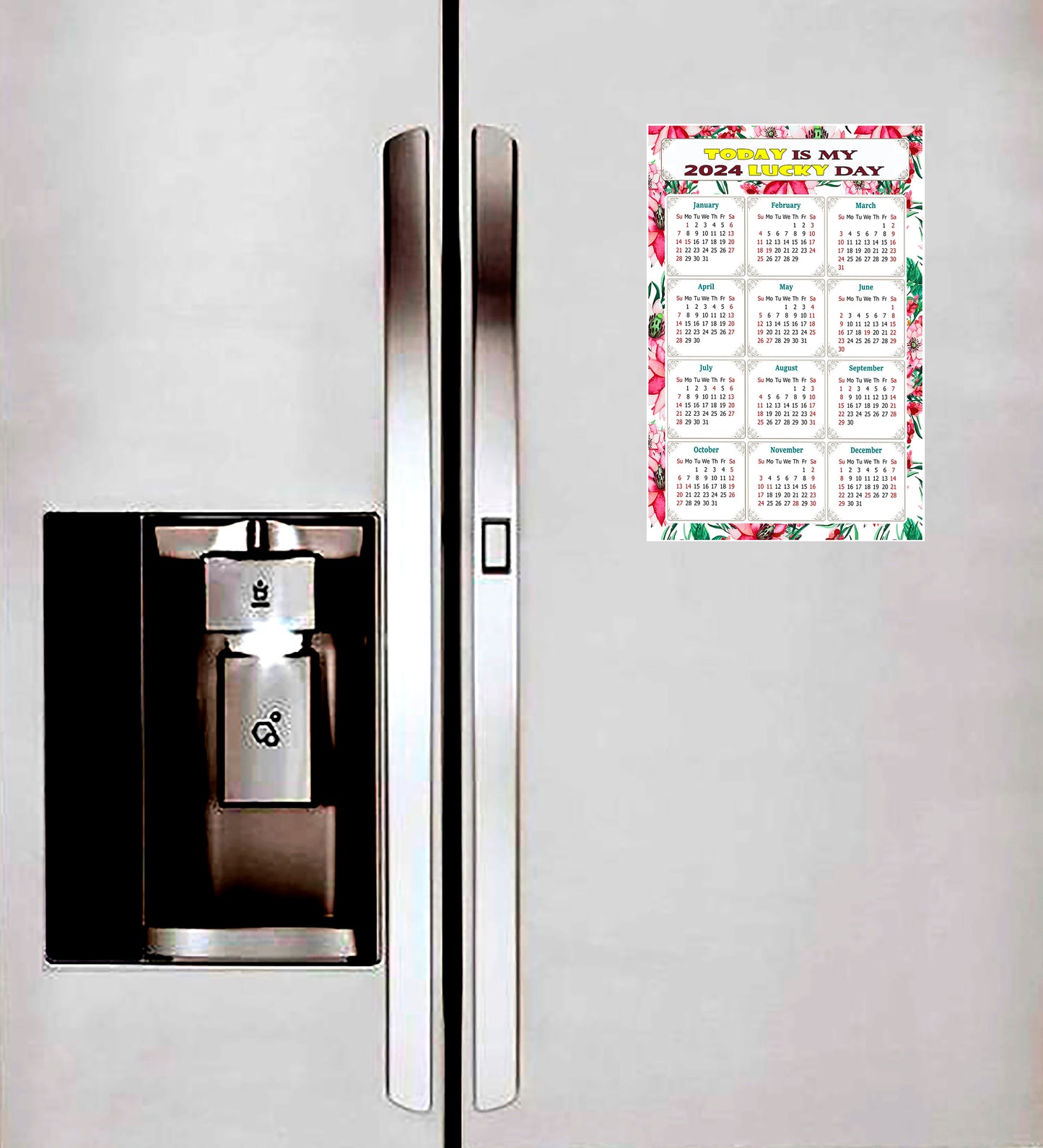 2024 Magnetic Calendar - Calendar Magnets - Today is my Lucky Day - (Fade, Tear, and Water Resistant) - Themed 018