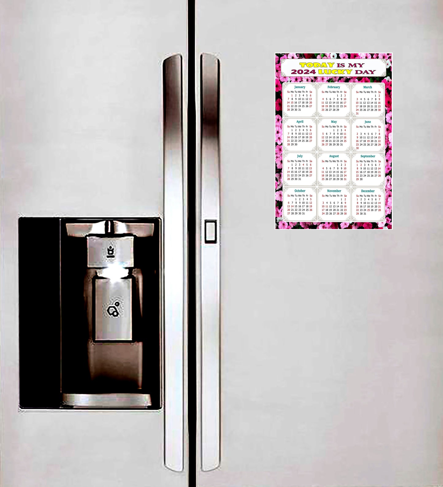 2024 Magnetic Calendar - Calendar Magnets - Today is my Lucky Day - (Fade, Tear, and Water Resistant) - Themed 027