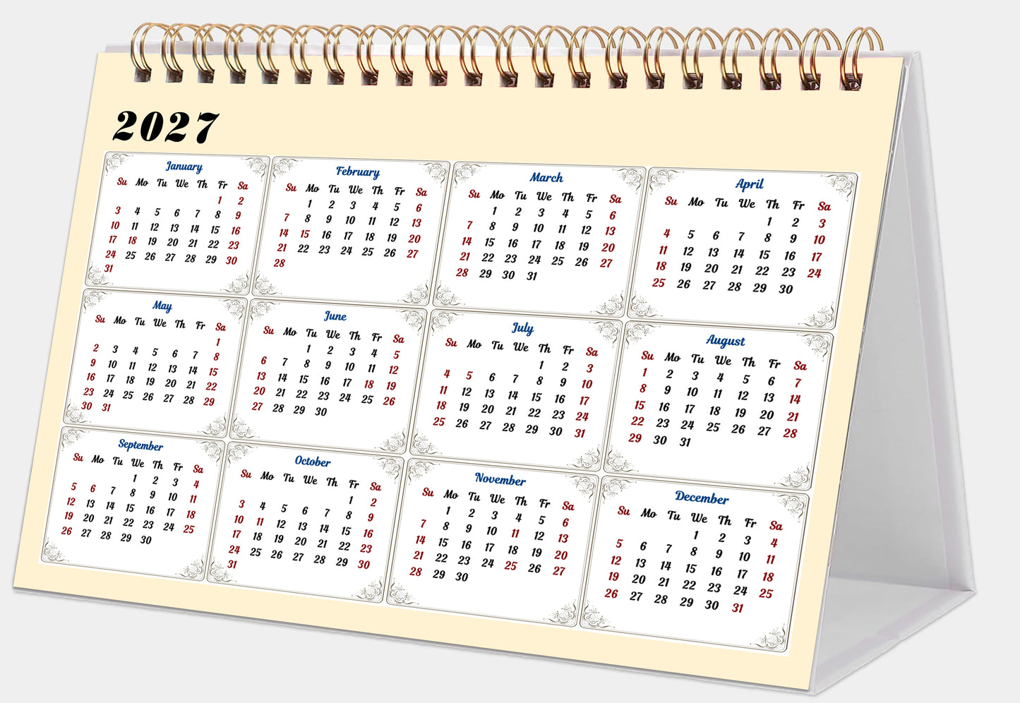 2026-12 Months Desk Calendar Desktop Planner with To-Do List (Ukioy-e Birds)