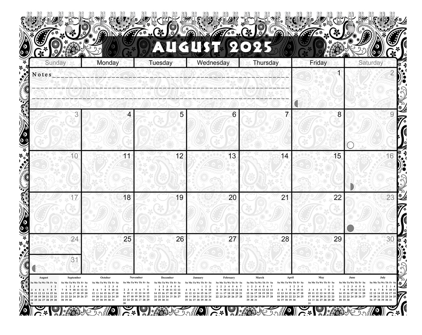 2025 - 2026 Academic Year 12 Months Student Calendar 3-Ring Binder (Edition #010)