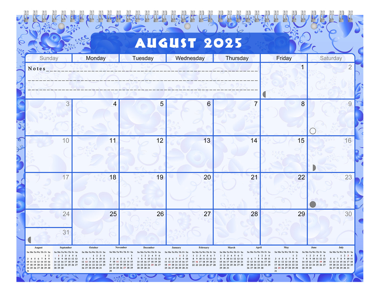 2025 - 2026 Academic Year 12 Months Student Calendar 3-Ring Binder (Edition #024)