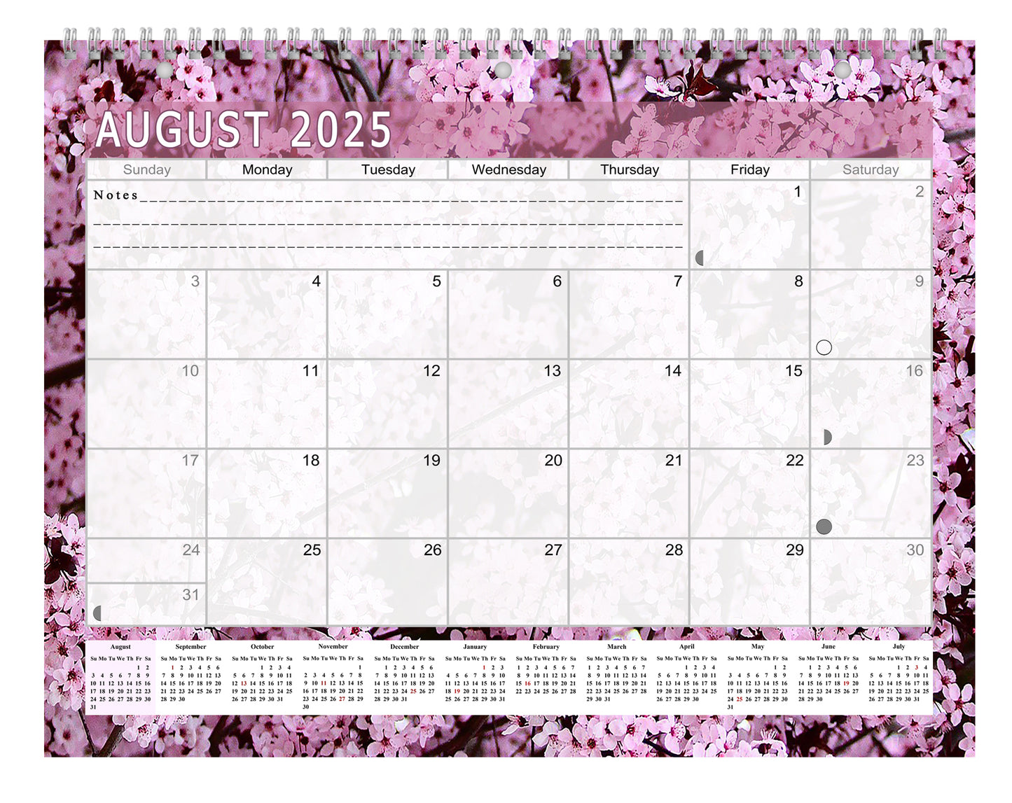 2025 - 2026 Academic Year 12 Months Student Calendar 3-Ring Binder (Edition #021)