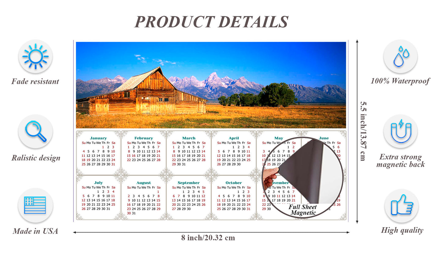 2026 Magnetic Calendar - Calendar Magnets - Today is My Lucky Day (Grand Tetons and Old Barn)