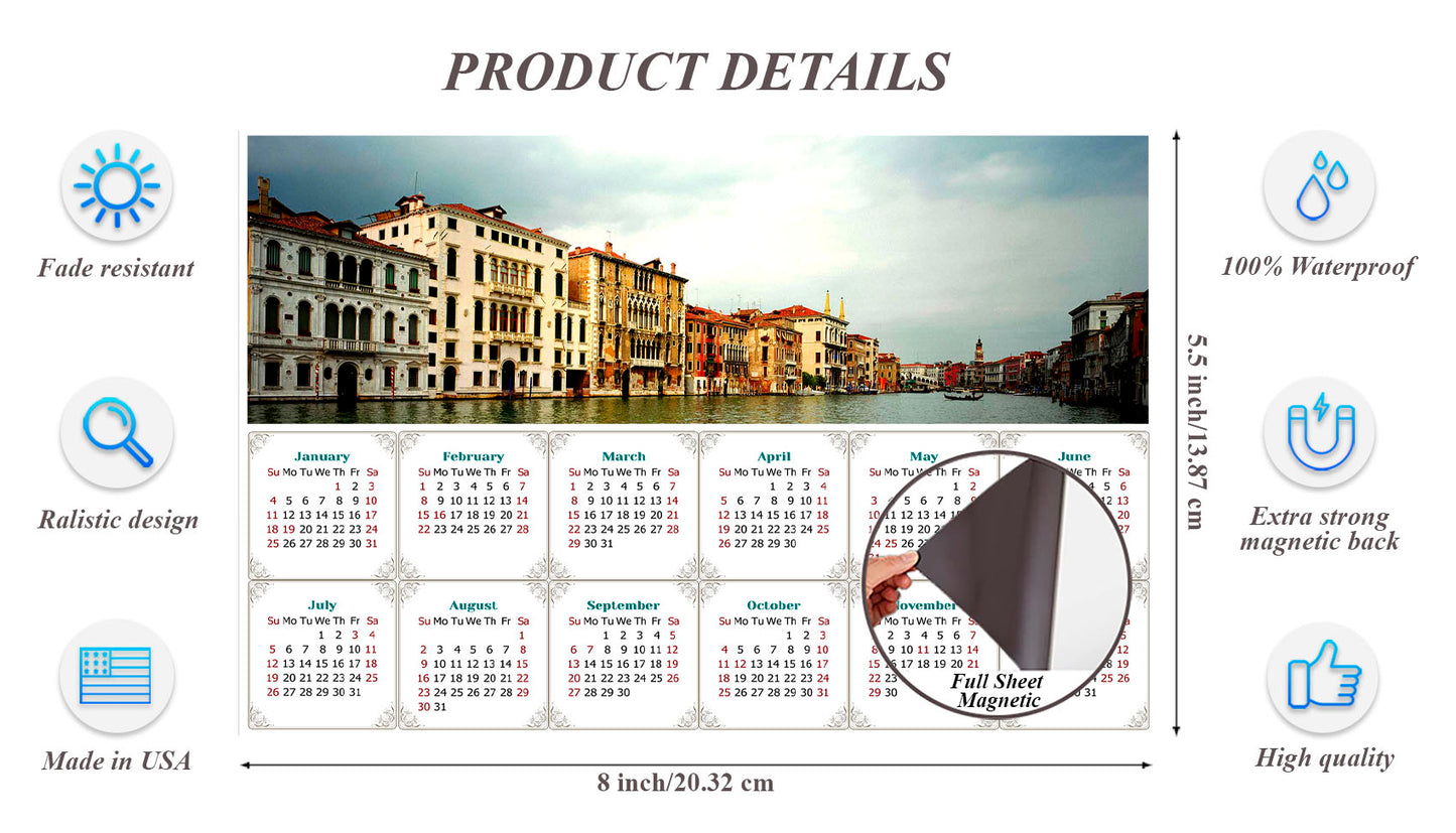 2026 Magnetic Calendar - Calendar Magnets - Today is My Lucky Day - Venice Grand Canal