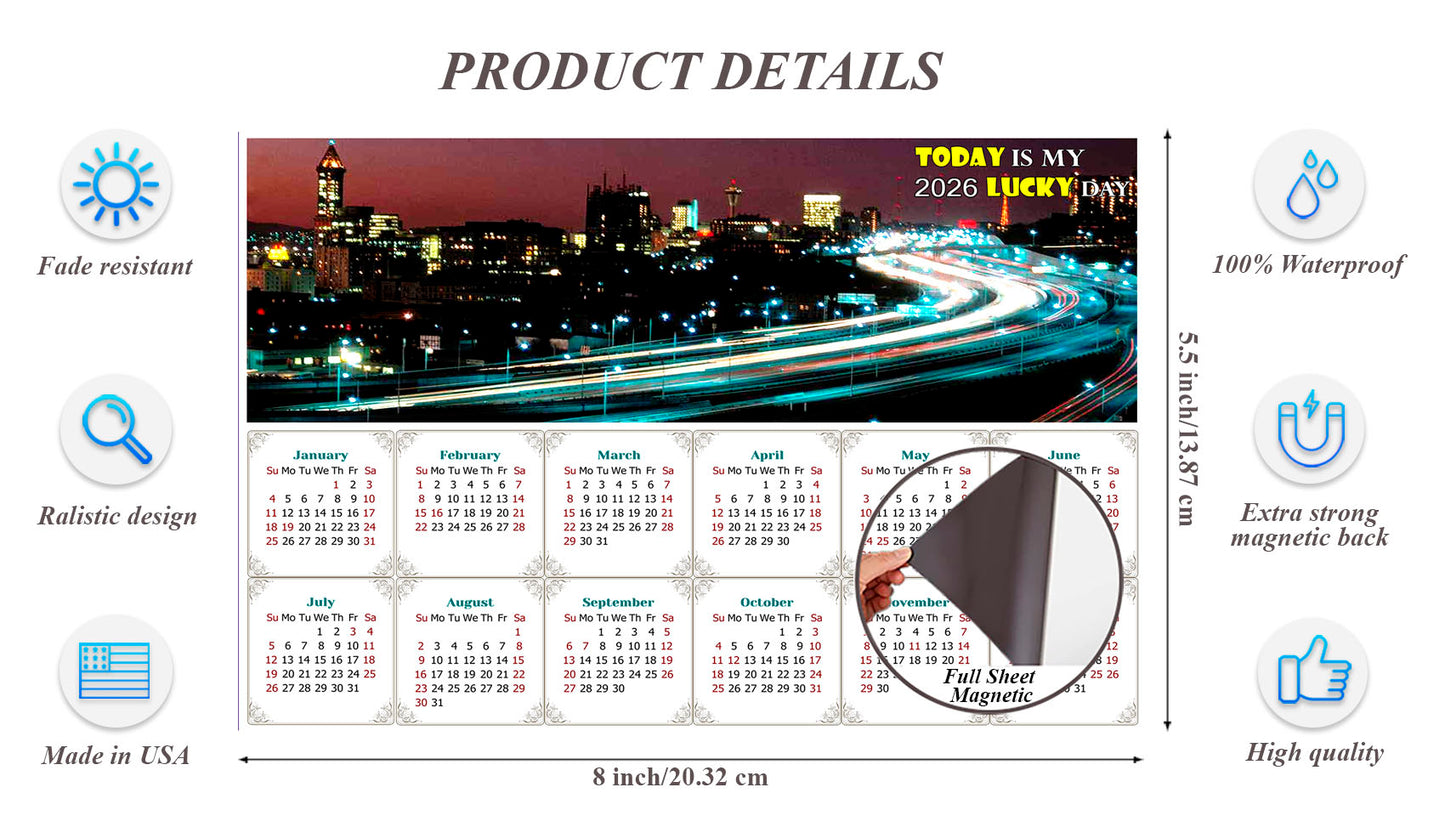 2026 Magnetic Calendar - Calendar Magnets - Today is my Lucky Day - Edition #51