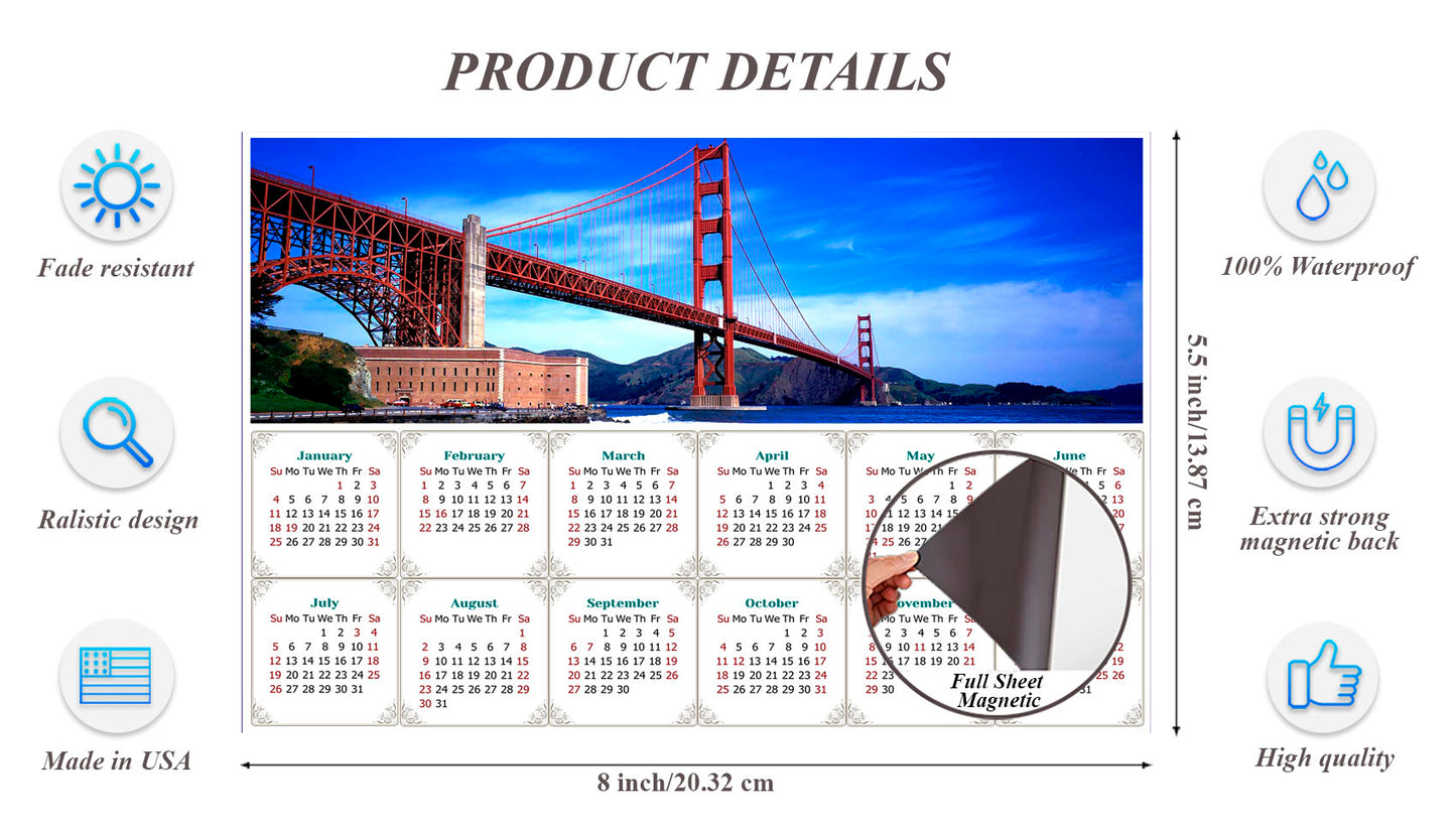 2026 Magnetic Calendar - Calendar Magnets - Today is my Lucky Day (Golden Gate Bridge)
