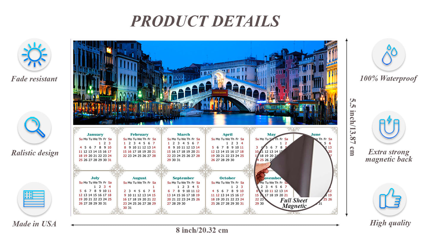 2026 Magnetic Calendar - Calendar Magnets - Today is My Lucky Day - Nightlife on The Canal