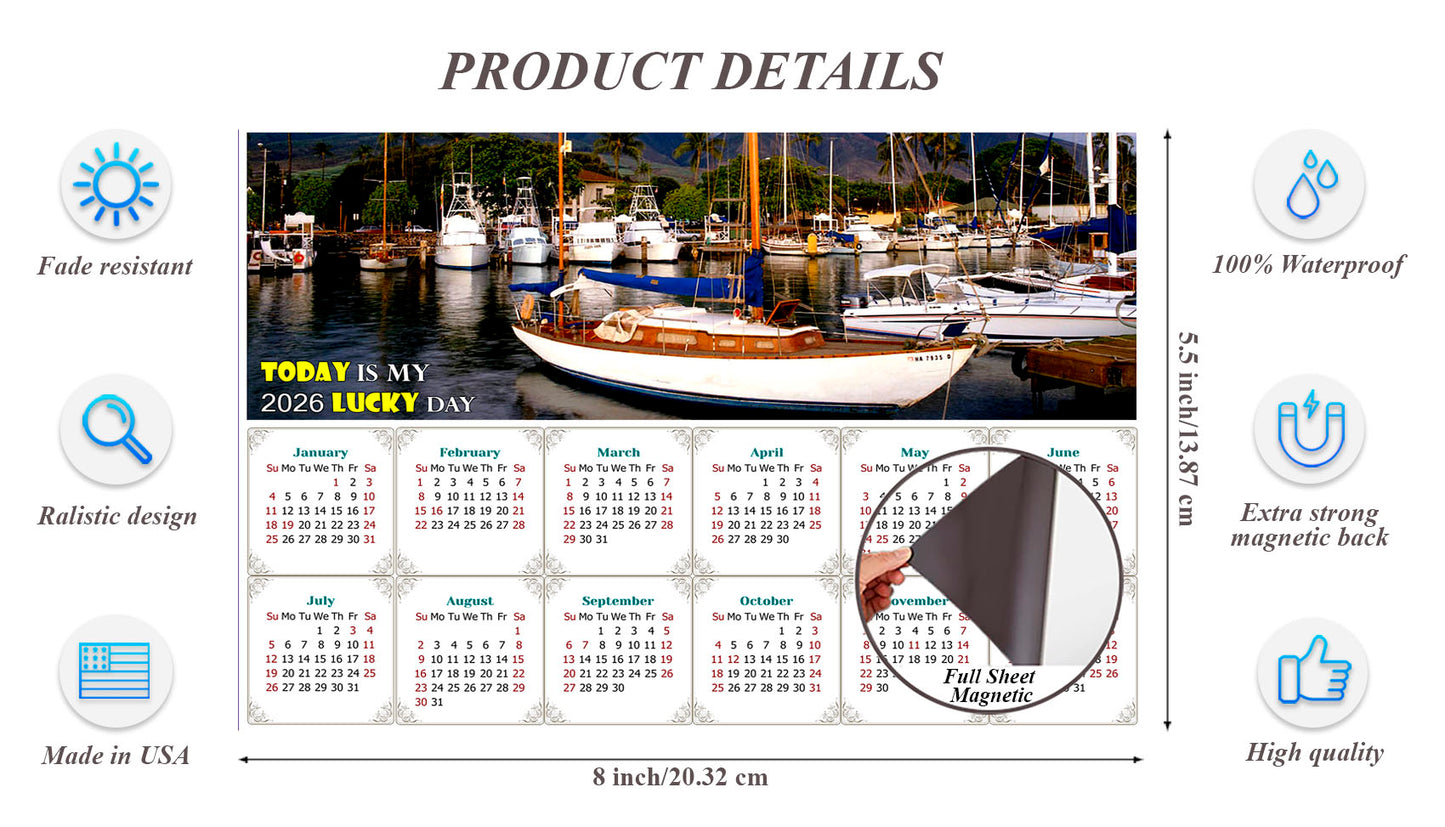 2026 Magnetic Calendar - Calendar Magnets - Today is my Lucky Day - Edition #49