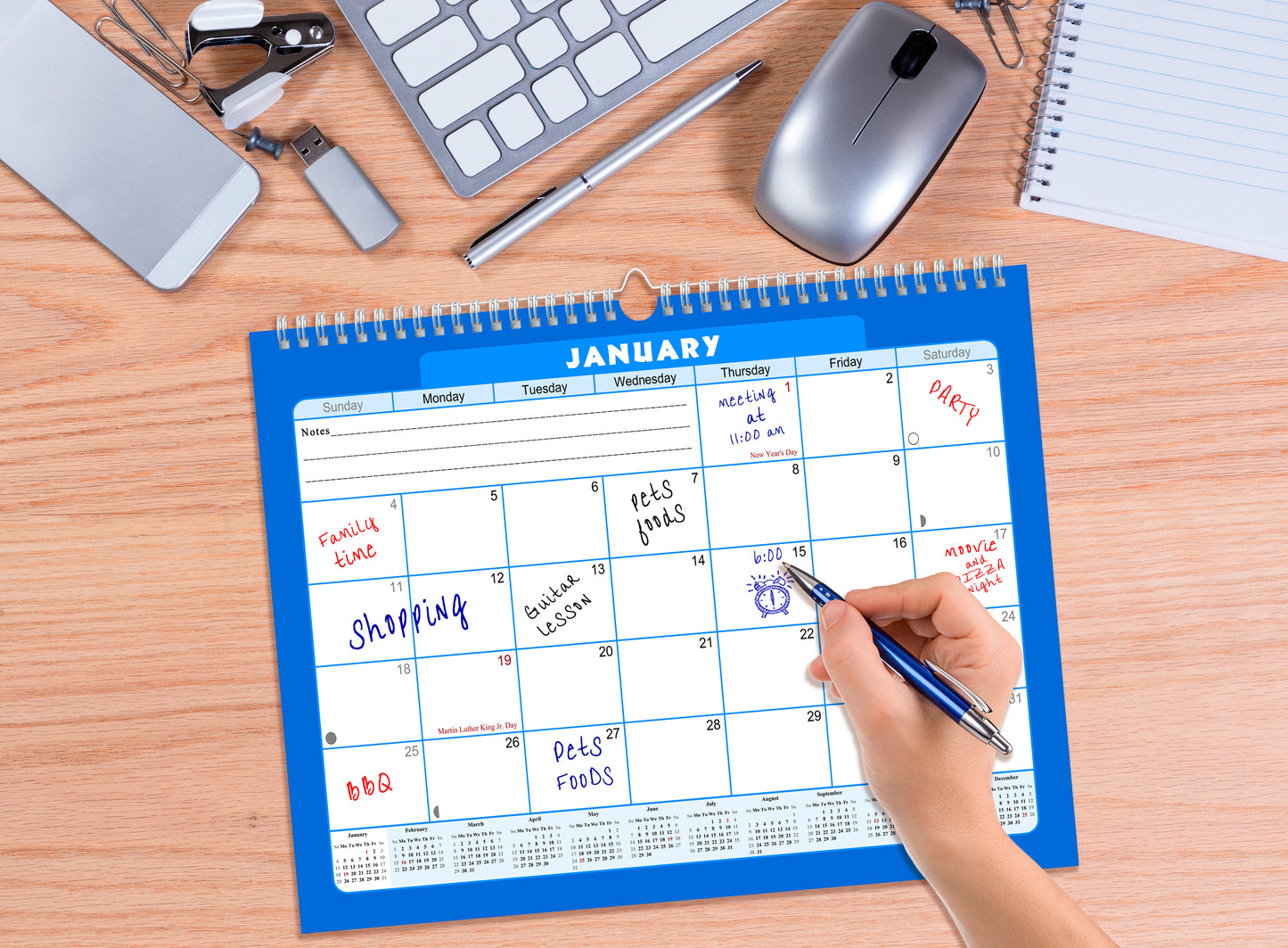 2026-2027 Monthly Spiral-Bound Wall / Desk Calendar - Desktop / Wall Blotter Calendar / Planner - (Edition #06)
