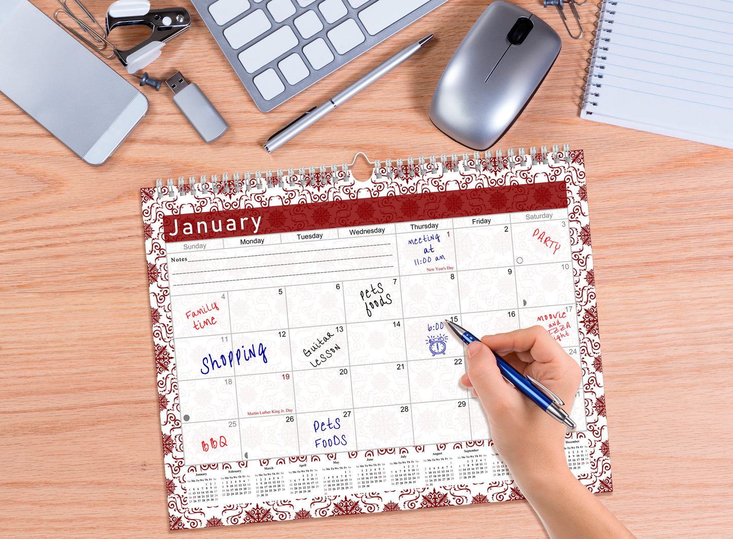 2026-2027 Monthly Spiral-Bound Wall / Desk Calendar - Desktop / Wall Blotter Calendar / Planner - (Edition #14)