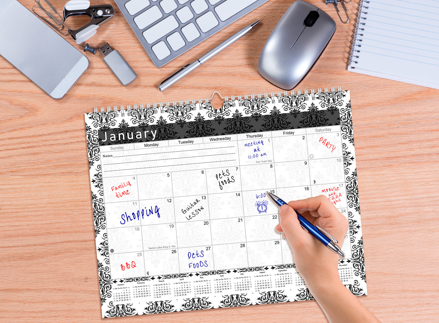 2026-2027 Monthly Spiral-Bound Wall / Desk Calendar - Desktop / Wall Blotter Calendar / Planner - (Edition #08)