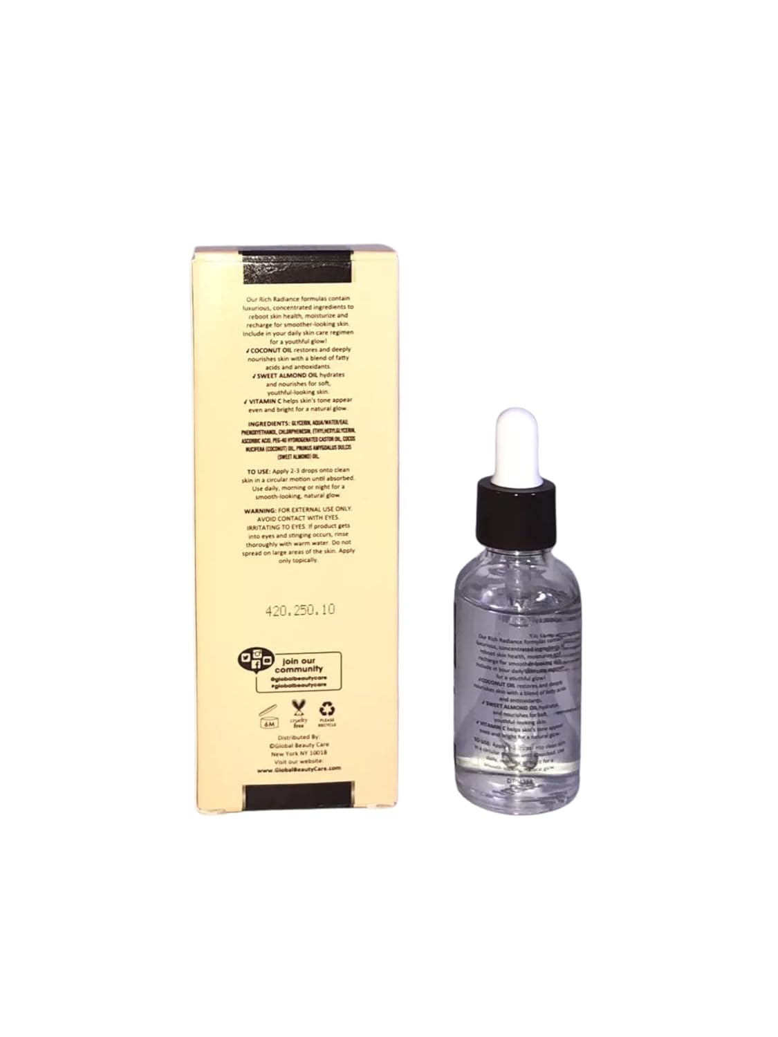Rich Radiance Skin Care Coconut & Sweet Almond Face Glow Oil With Vitamin C