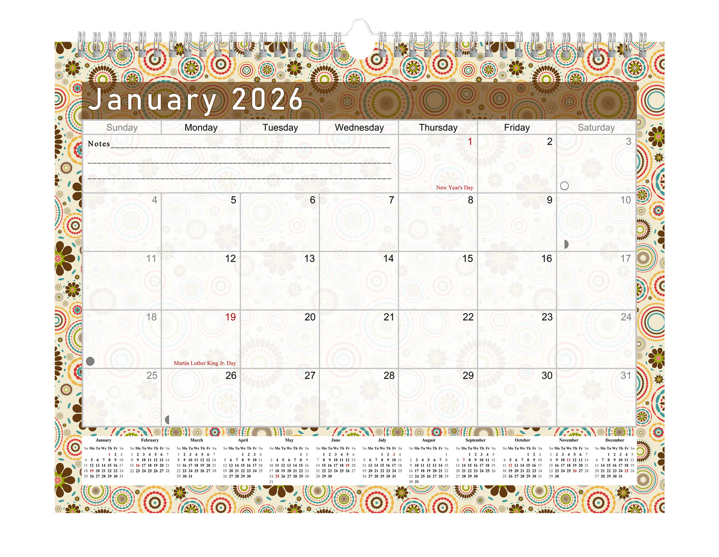2025-2026 Monthly Spiral-Bound Wall / Desk Calendar - Desktop / Wall Blotter Calendar / Planner - (Edition #20)