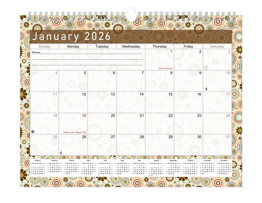 2025-2026 Monthly Spiral-Bound Wall / Desk Calendar - Desktop / Wall Blotter Calendar / Planner - (Edition #20)