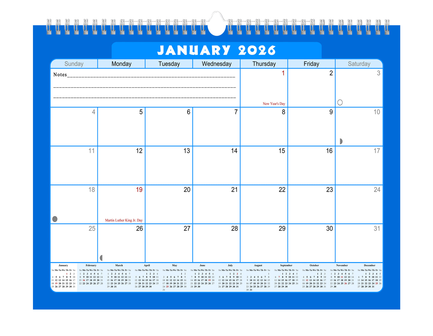 2025-2026 Monthly Spiral-Bound Wall / Desk Calendar - Desktop / Wall Blotter Calendar / Planner - (Edition #06)