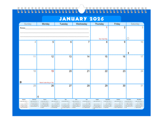 2025-2026 Monthly Spiral-Bound Wall / Desk Calendar - Desktop / Wall Blotter Calendar / Planner - (Edition #06)