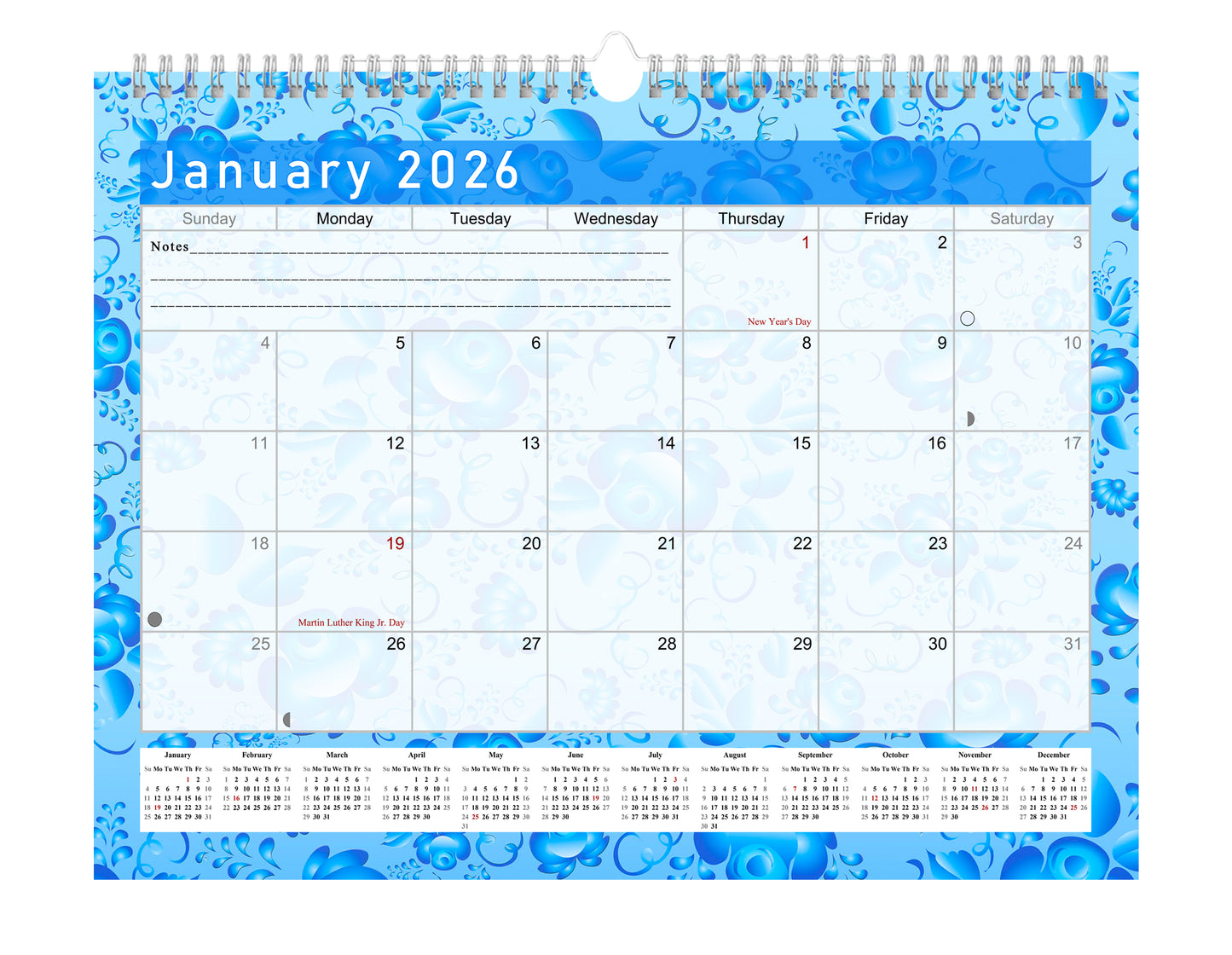 20255-2026 Monthly Spiral-Bound Wall / Desk Calendar - Desktop / Wall Blotter Calendar / Planner - (Edition #19)