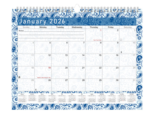 2025-2026 Monthly Spiral-Bound Wall / Desk Calendar - Desktop / Wall Blotter Calendar / Planner - (Edition #21)