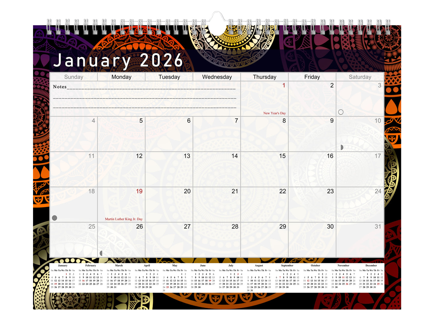 2025-2026 Monthly Spiral-Bound Wall / Desk Calendar - Desktop / Wall Blotter Calendar / Planner - (Edition #12)