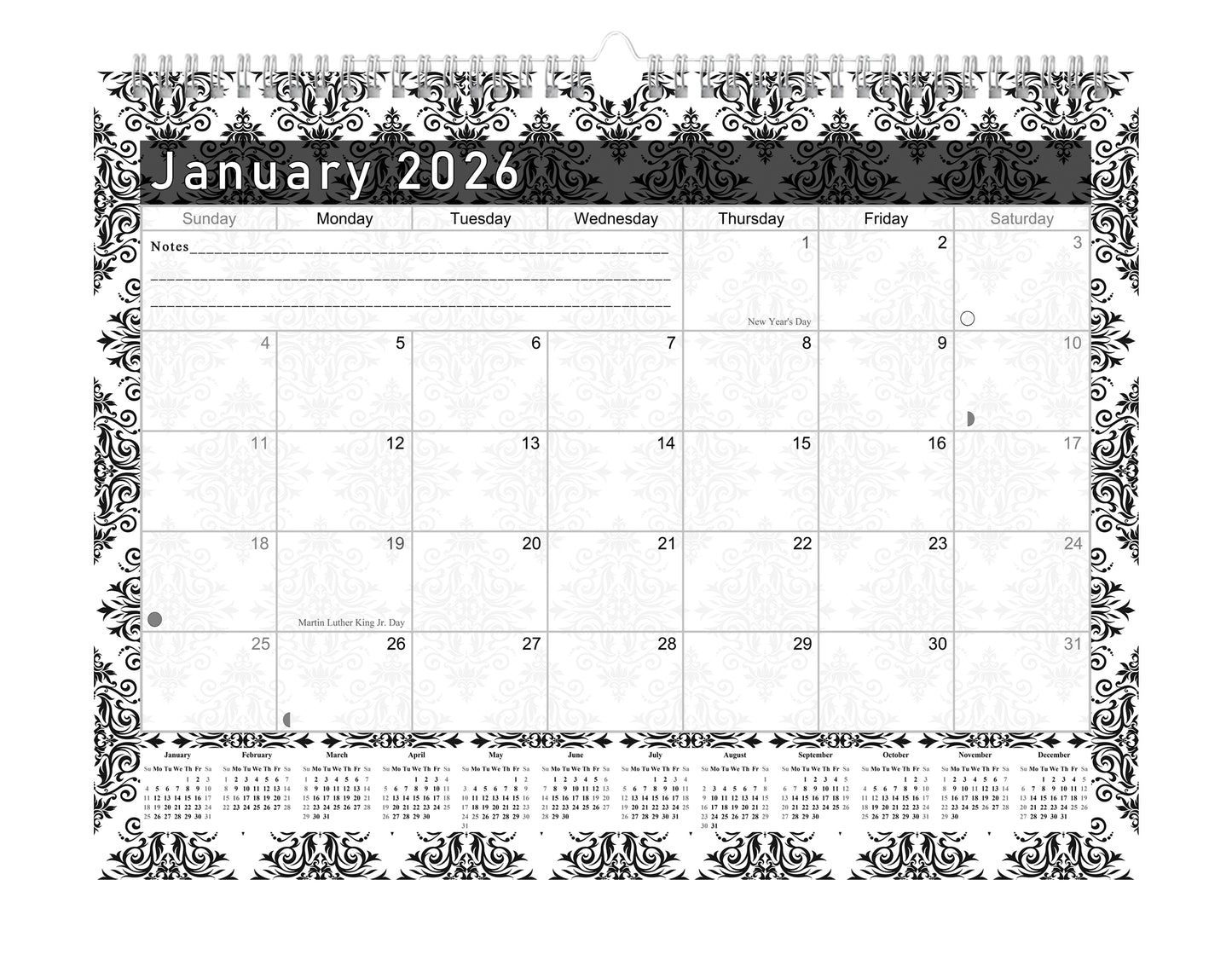20255-2026 Monthly Spiral-Bound Wall / Desk Calendar - Desktop / Wall Blotter Calendar / Planner - (Edition #08)