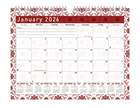 2025-2026 Monthly Spiral-Bound Wall / Desk Calendar - Desktop / Wall Blotter Calendar / Planner - (Edition #14)