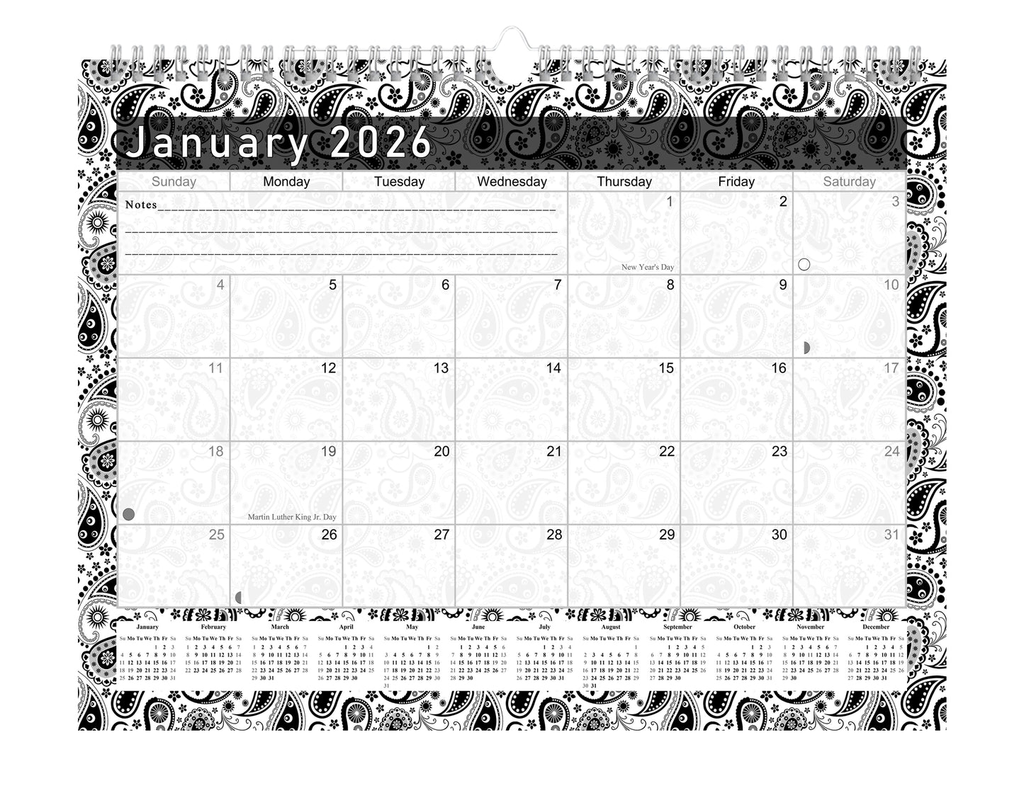 2025-2026 Monthly Spiral-Bound Wall / Desk Calendar - Desktop / Wall Blotter Calendar / Planner - (Edition #11)