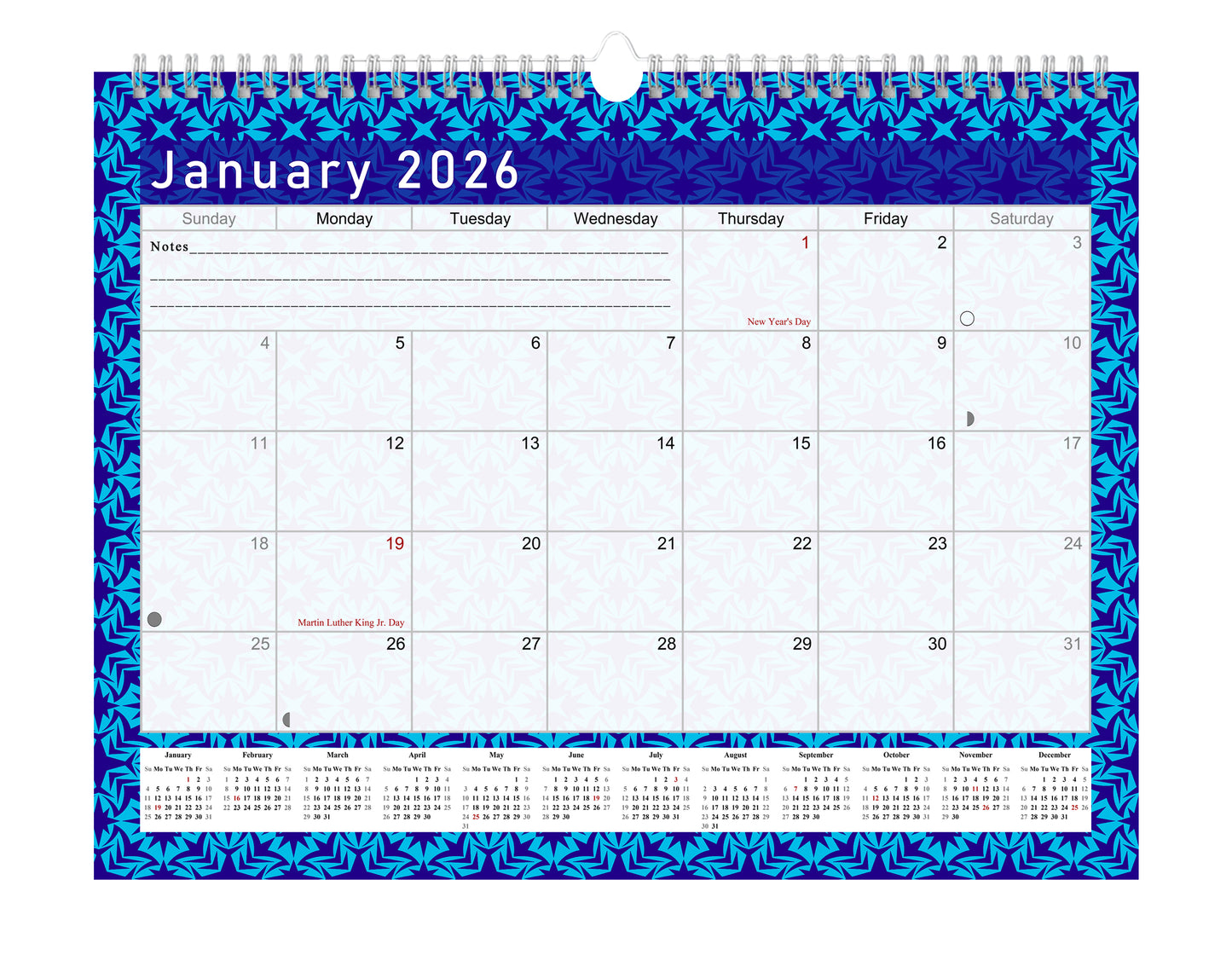 2025-2026 Monthly Spiral-Bound Wall / Desk Calendar - Desktop / Wall Blotter Calendar / Planner - (Edition #17)