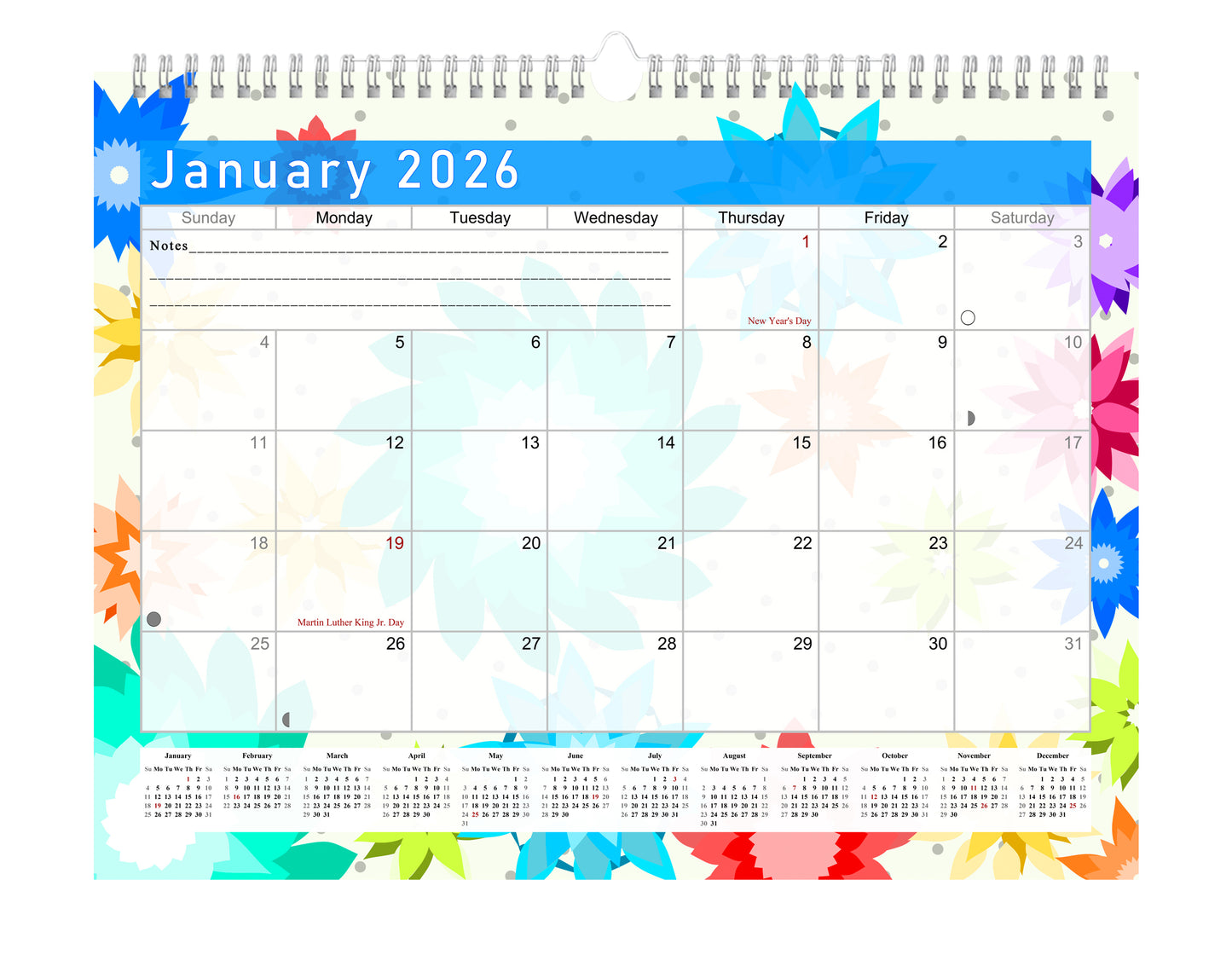 2025-2026 Monthly Spiral-Bound Wall / Desk Calendar -  Desktop / Wall Blotter Calendar / Planner - (Edition #01)