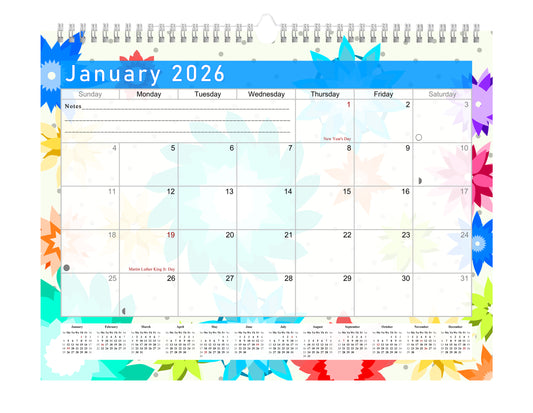 2025-2026 Monthly Spiral-Bound Wall / Desk Calendar -  Desktop / Wall Blotter Calendar / Planner - (Edition #01)