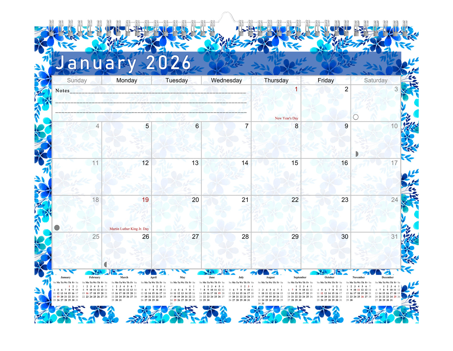 2025-2026 Monthly Spiral-Bound Wall / Desk Calendar - Desktop / Wall Blotter Calendar / Planner - (Edition #22)