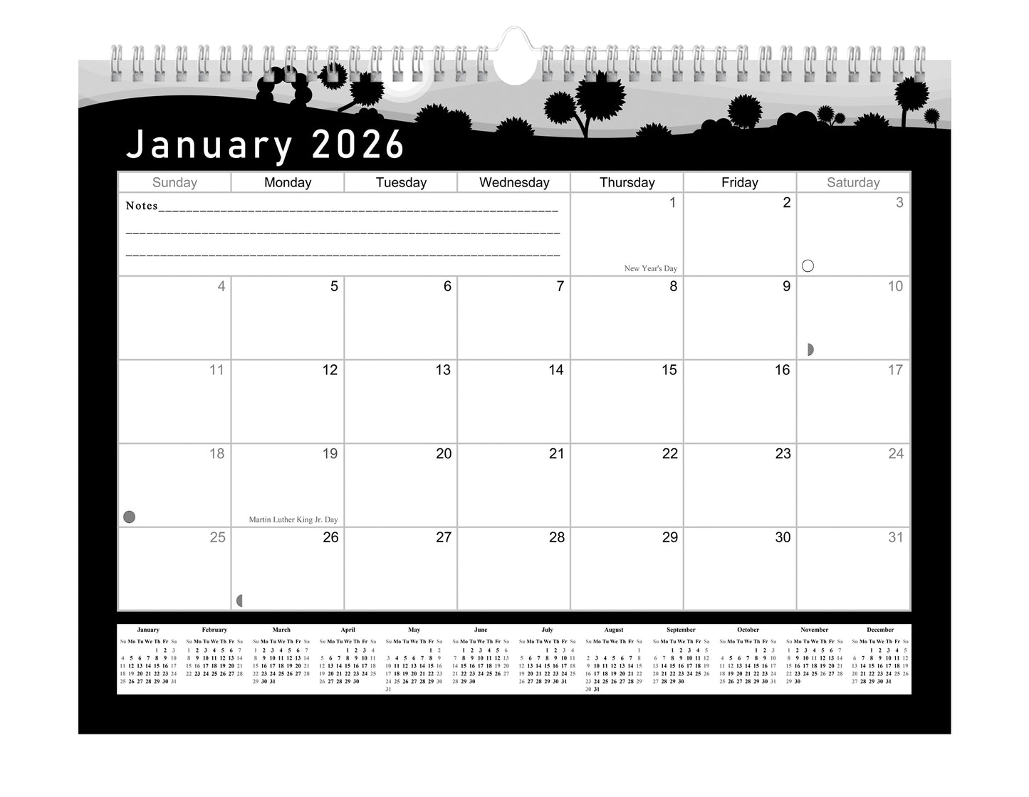 2025-2026 Monthly Spiral-Bound Wall / Desk Calendar - Desktop / Wall Blotter Calendar / Planner - (Edition #15)