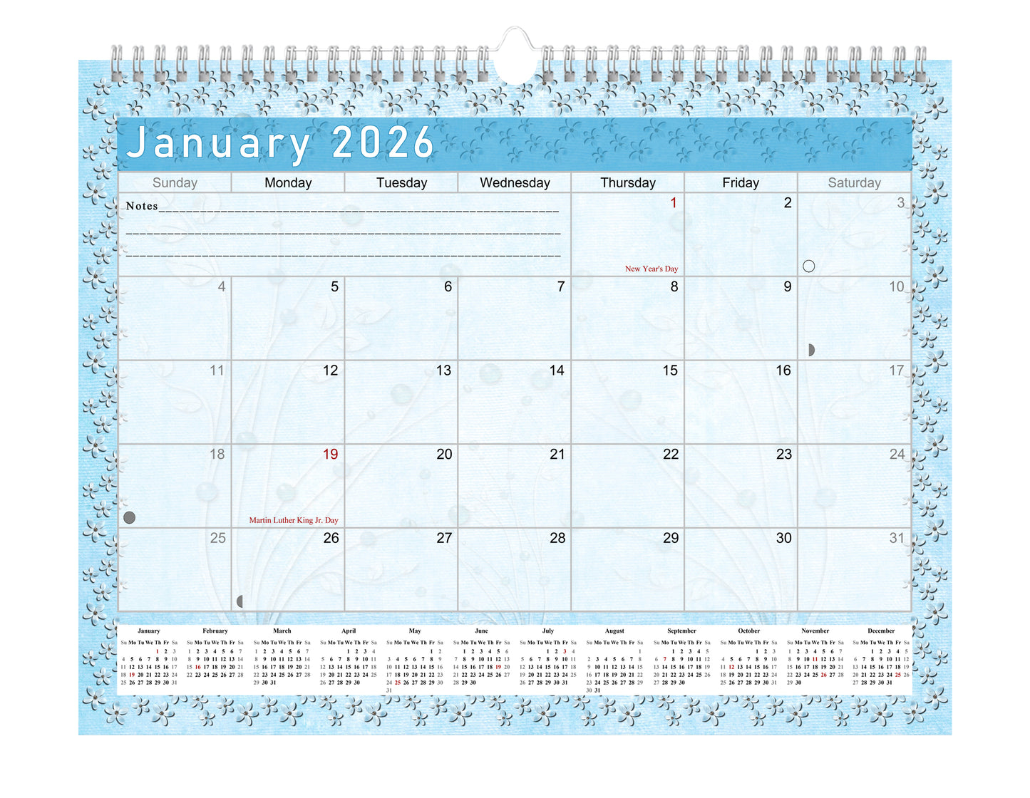 2025-2026 Monthly Spiral-Bound Wall / Desk Calendar - Desktop / Wall Blotter Calendar / Planner - (Edition #18)