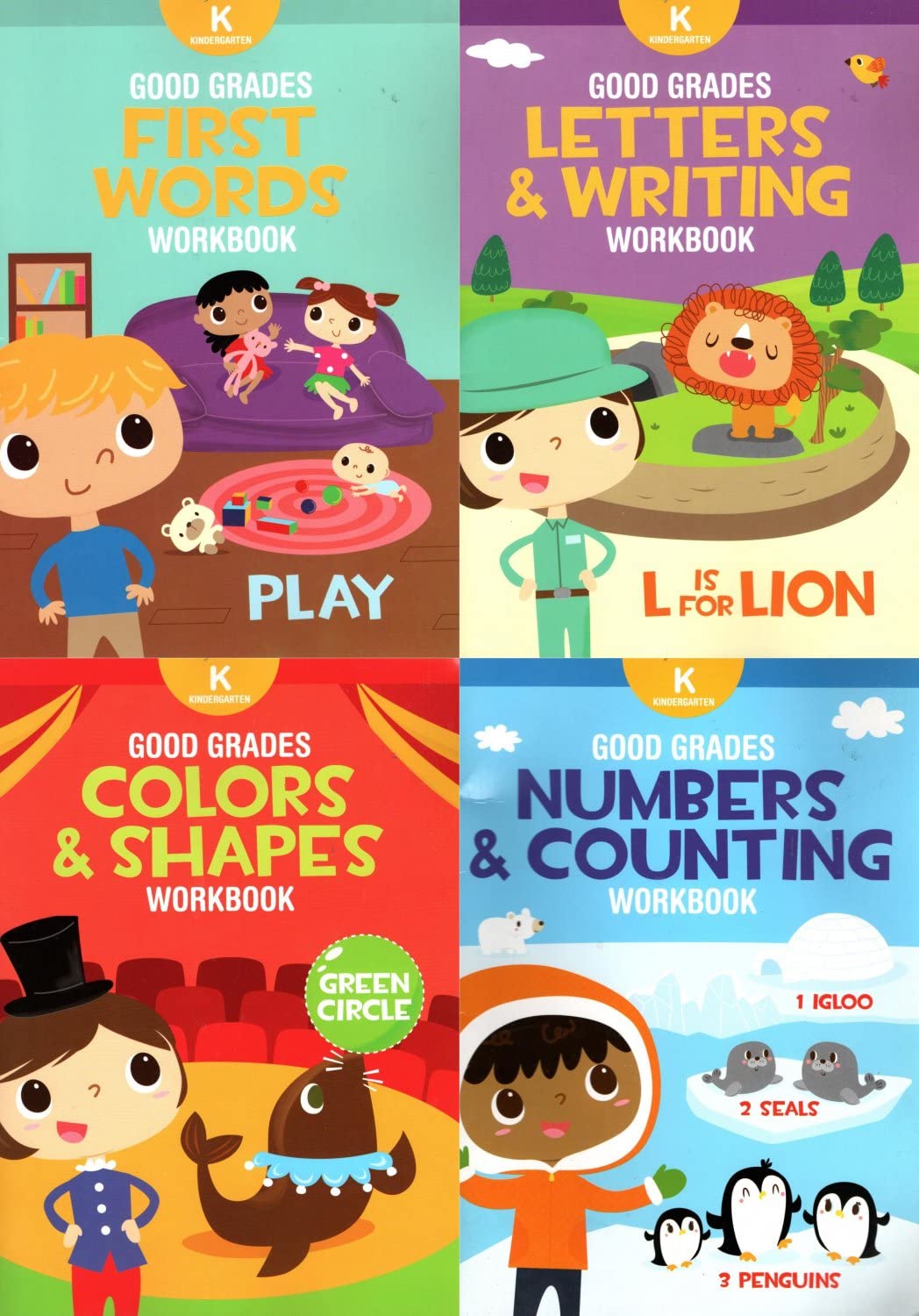 Good Grades Kindergarten Educational Workbooks - Set of 4 Books - v3