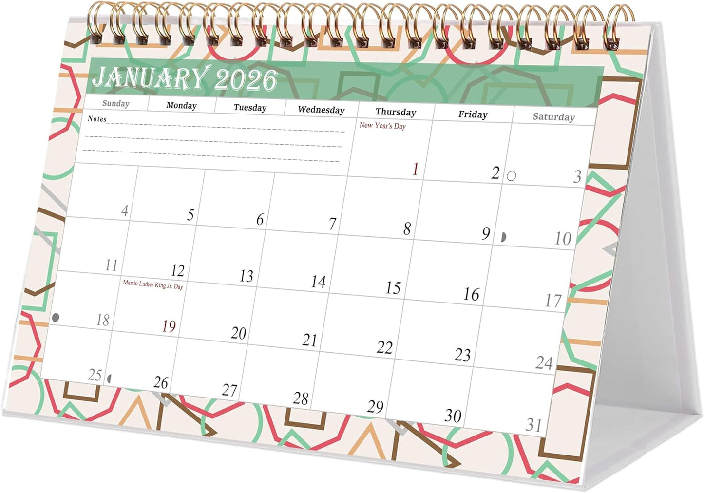 2026-12 Months Desk Calendar Desktop Planner with To-Do List & Notes 011