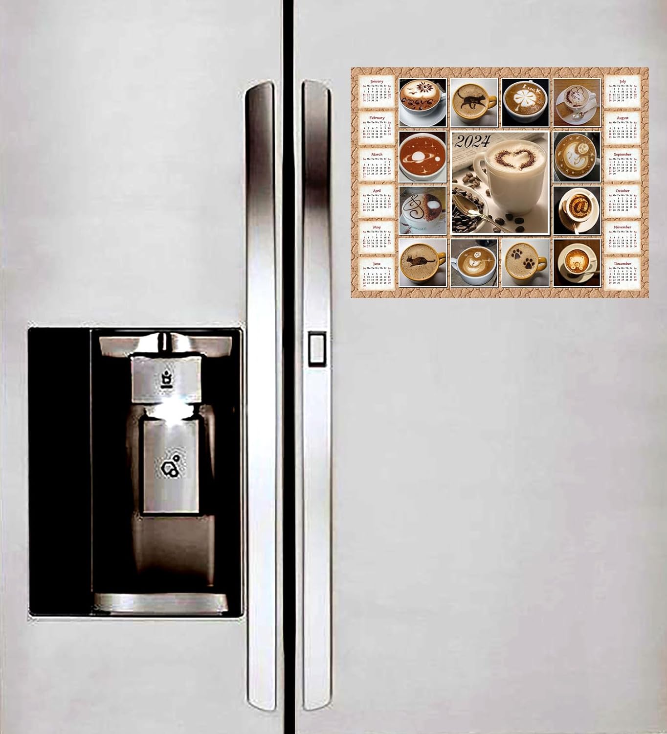 2024 Magnetic Calendar (Coffee) - Calendar Photo Collage Magnets - Today is my Lucky Day - (Fade, Tear, and Water Resistant)