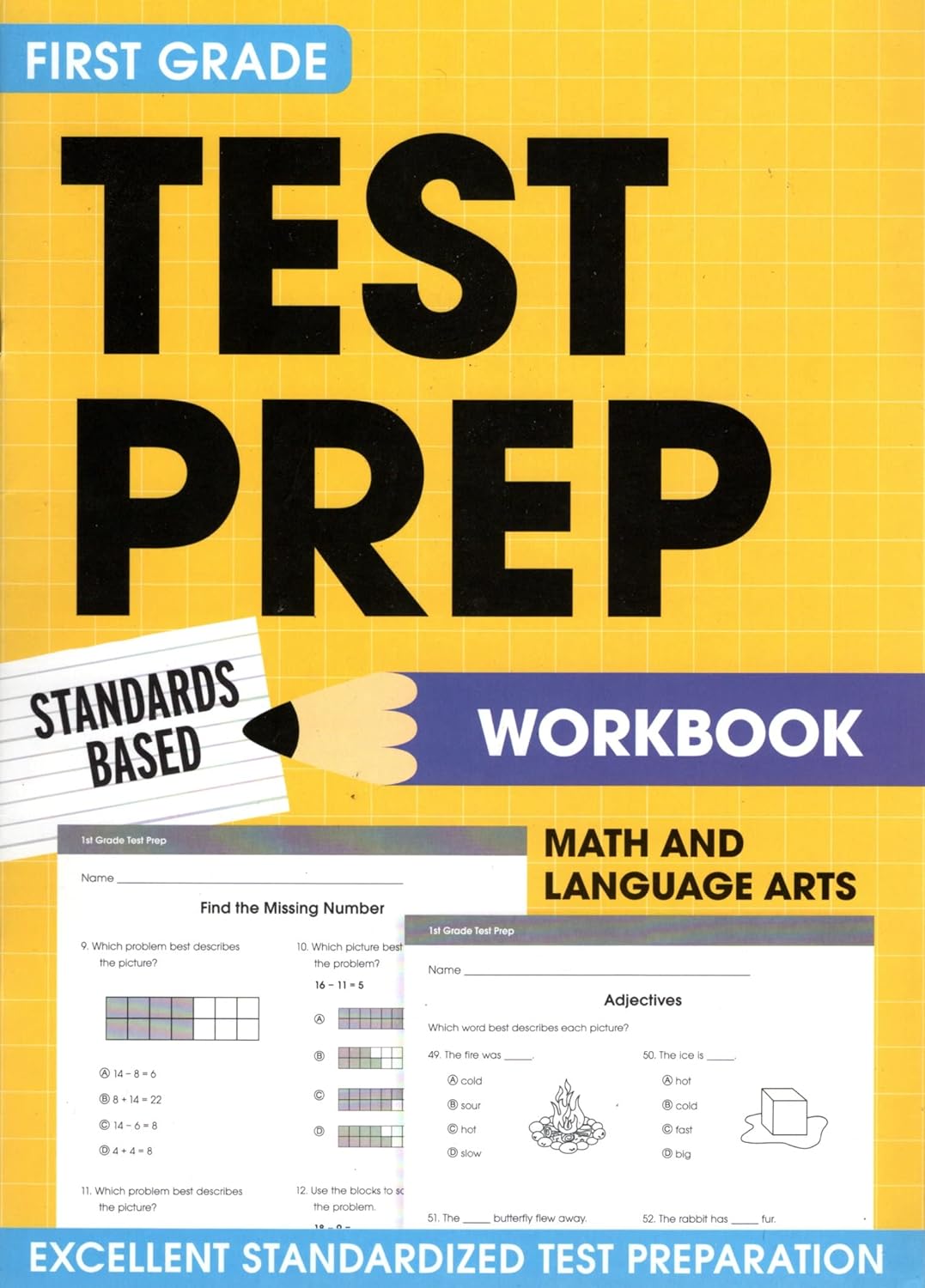 First Grade Math & Language Arts Test Prep Workbook (Excellent Standardized Test Preparation)