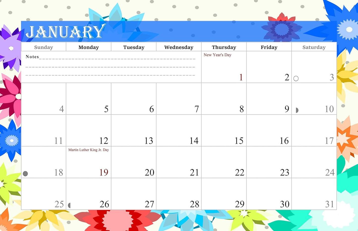 2026-12 Months Desk Calendar Desktop Planner with To-Do List & Notes 01