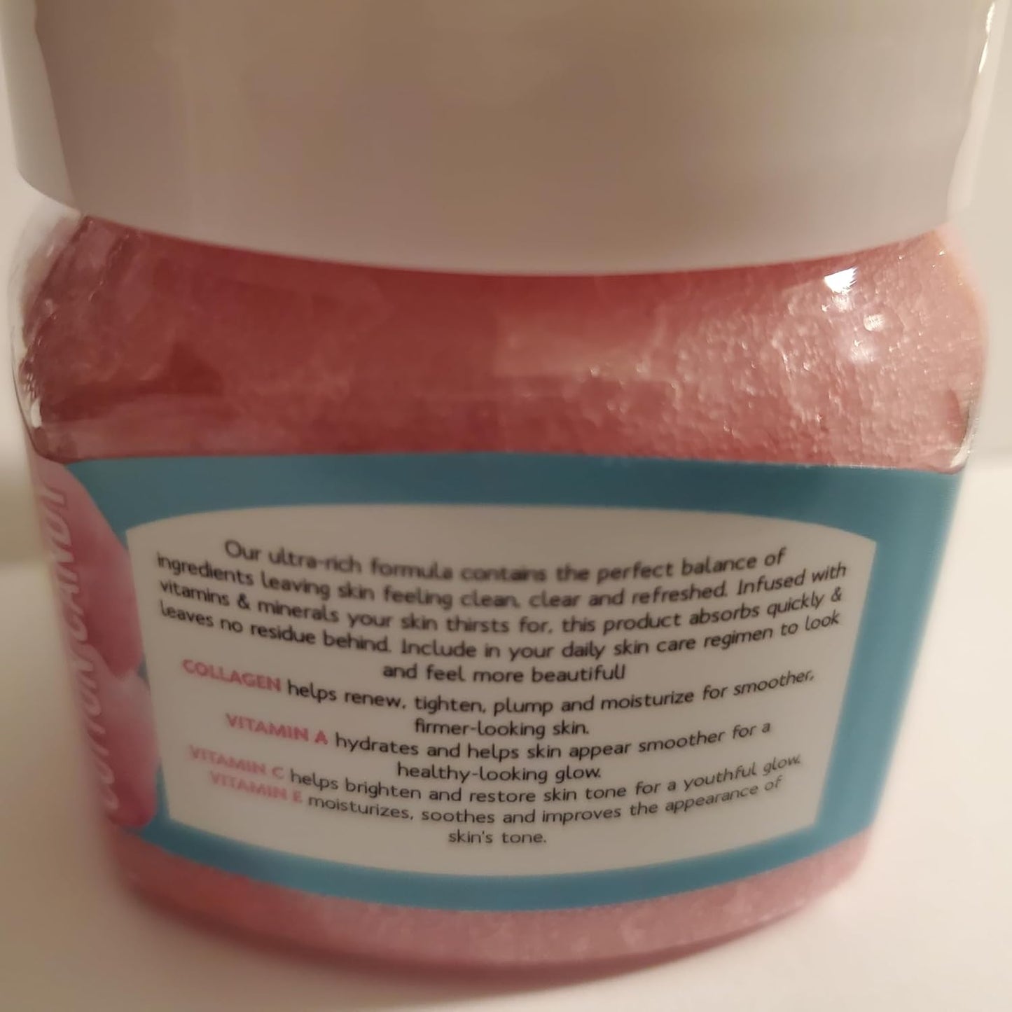 Global Beauty Care Cotton Candy Sugar Scrub with Collagen, Vitamins A, C & E