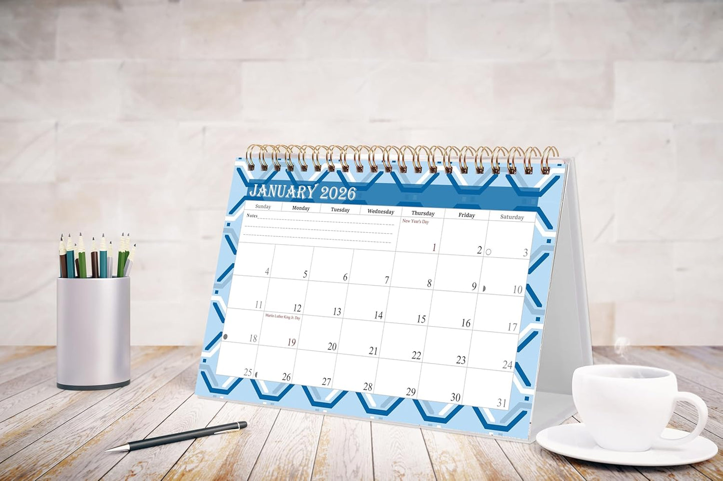2026-12 Months Desk Calendar Desktop Planner with To-Do List & Notes 04