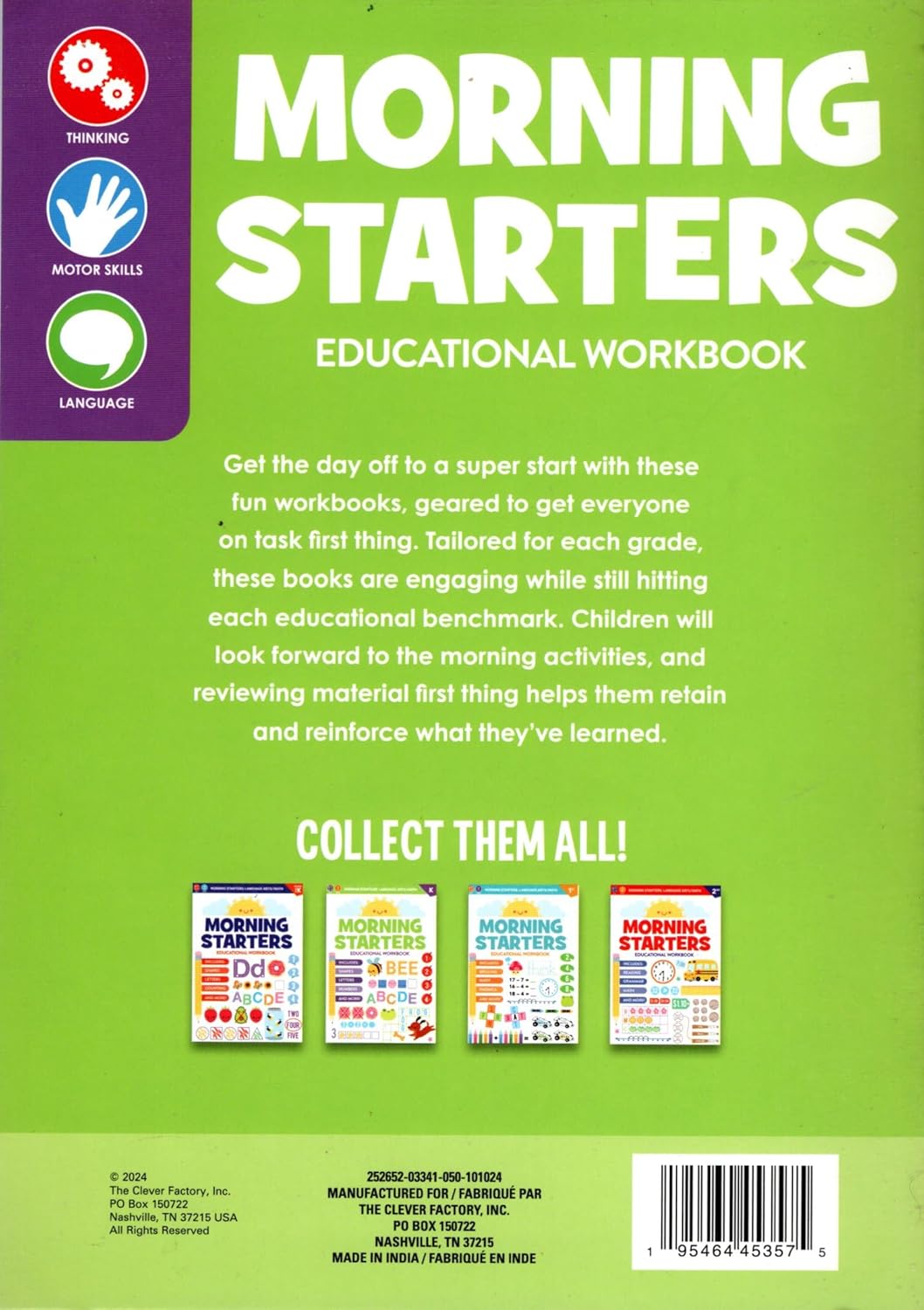 PRE-K & Kindergarten - Morning Starters Educational Workbooks -v19