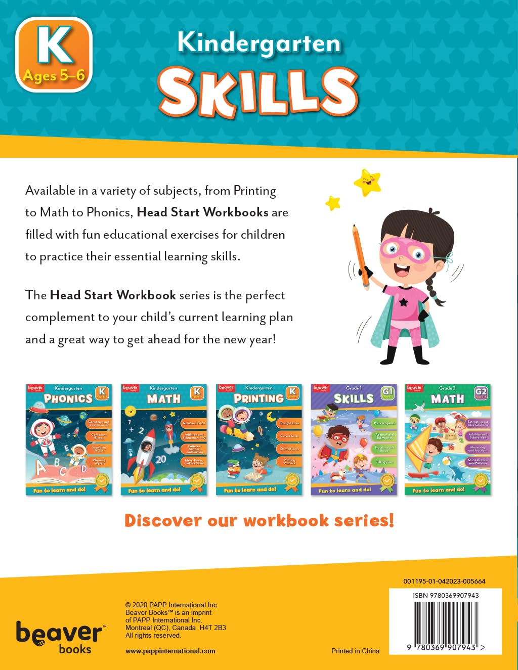 Head Start Skills Workbooks: Ages 5-6 - Kindergarten Prep with Sticker Sheet