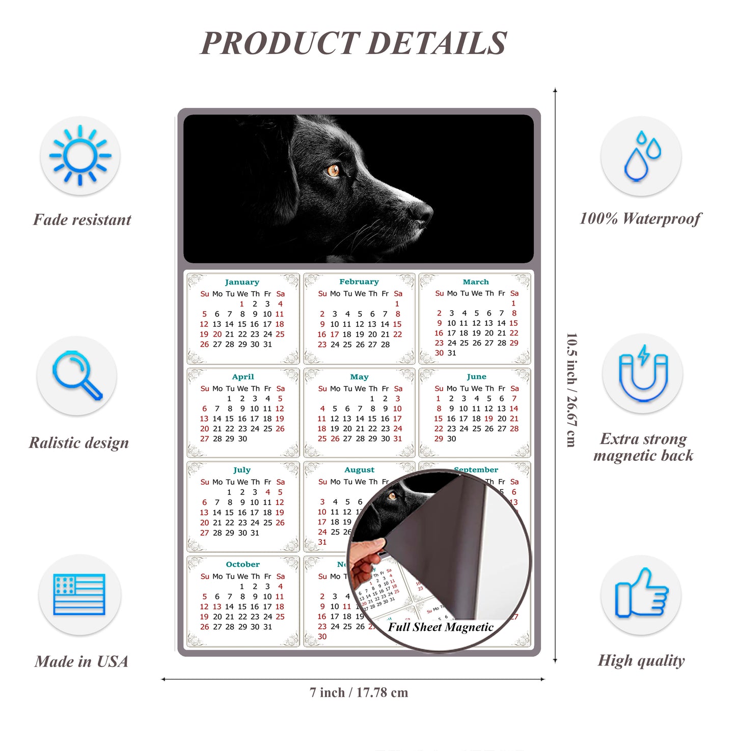 2026 Magnetic Calendar - Today is My Lucky Day (Fade, Tear, and Water Resistant)- Dogs Themed 05