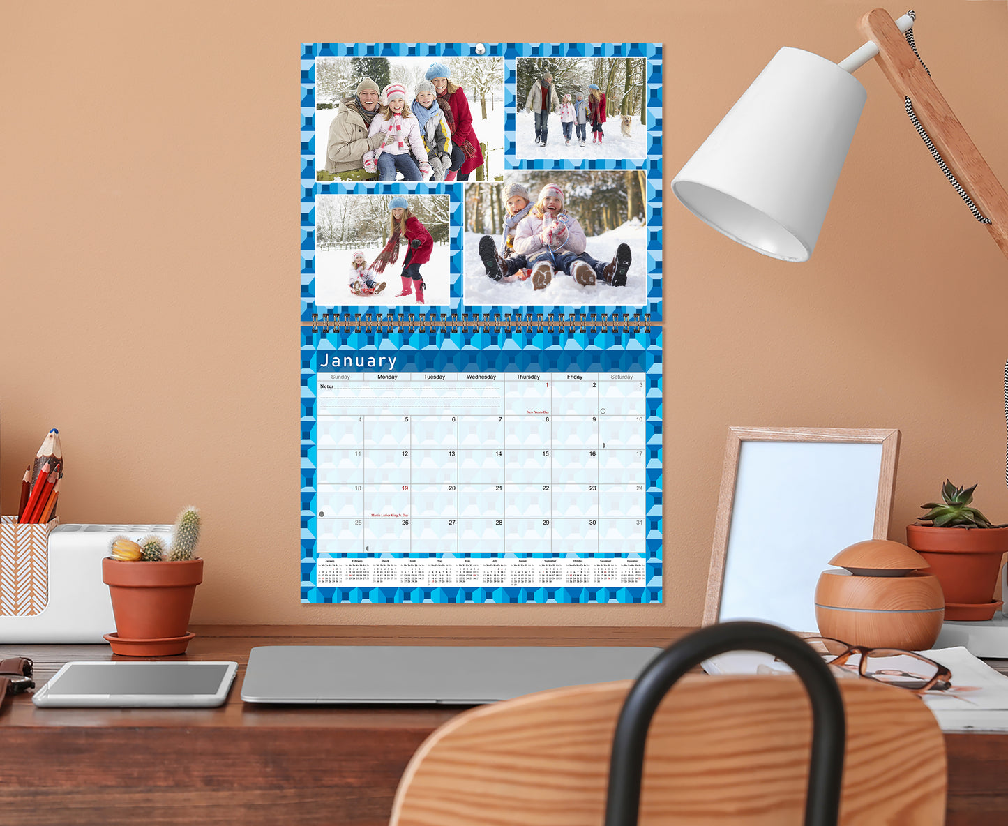 2026 Scrapbook Wall Calendar Spiral-bound (Add Your Own Photos) - 12 Months Desktop #03