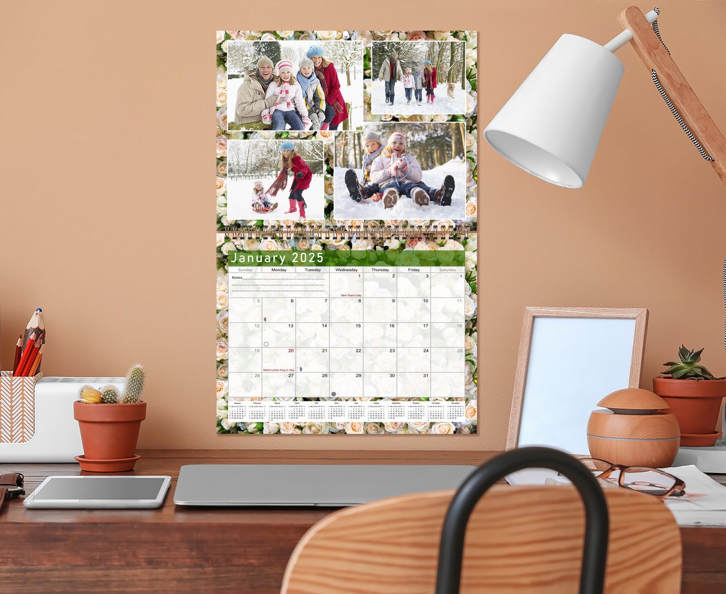 2025 Scrapbook Wall Calendar Spiral-bound (Add Your Own Photos) - 12 Months Desktop #012