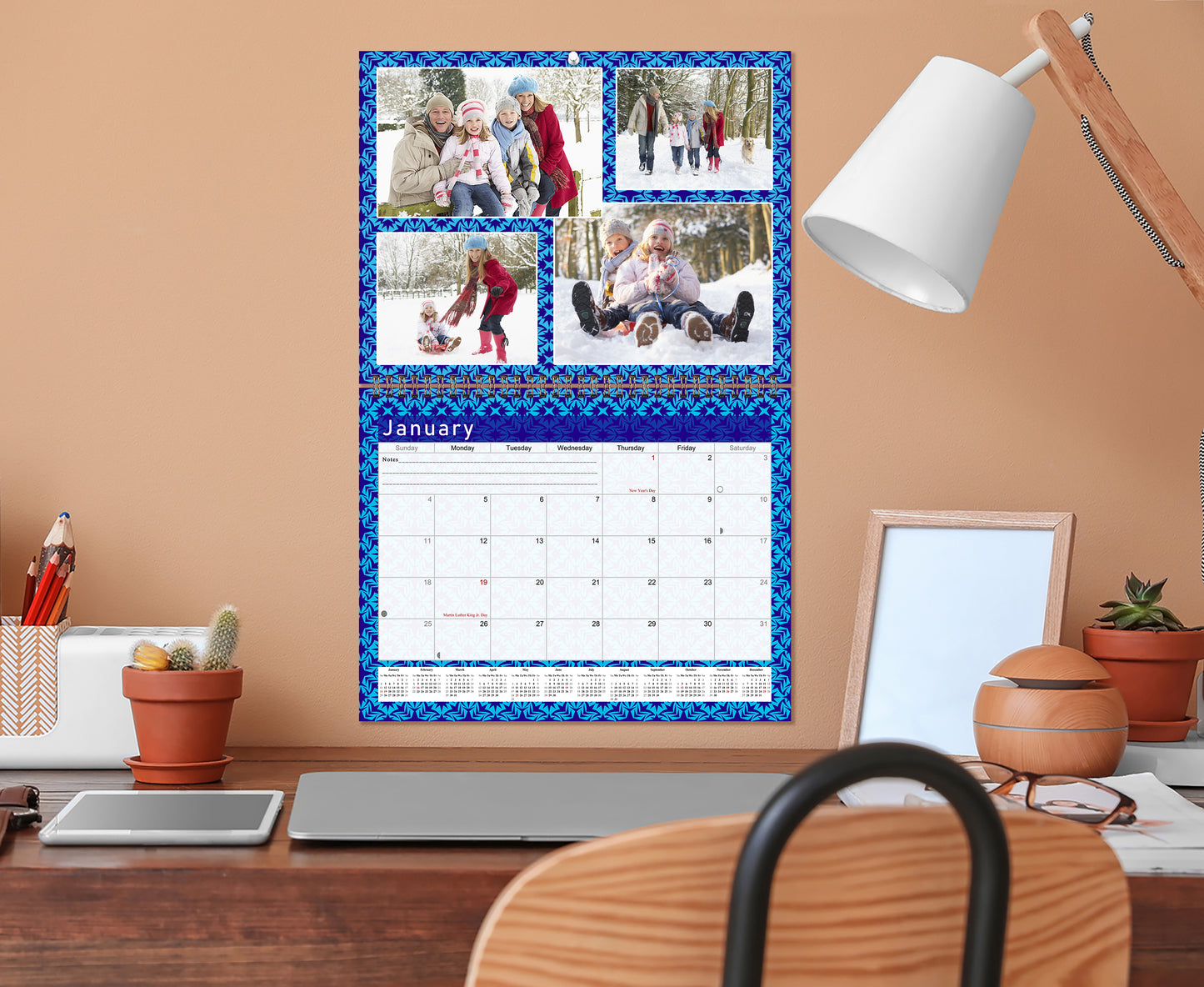 2026 Scrapbook Wall Calendar Spiral-bound (Add Your Own Photos) - 12 Months Desktop #07