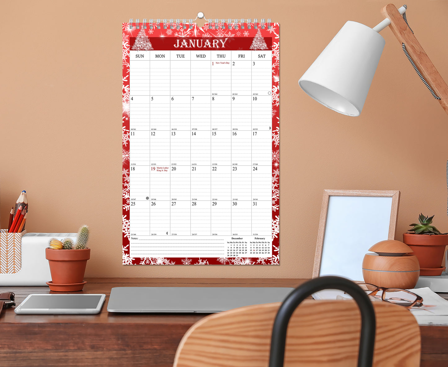 2025-2026 Wall Calendar Spiral-bound Twin-Wire Binding - 18 Months 8.5" x 11" 012