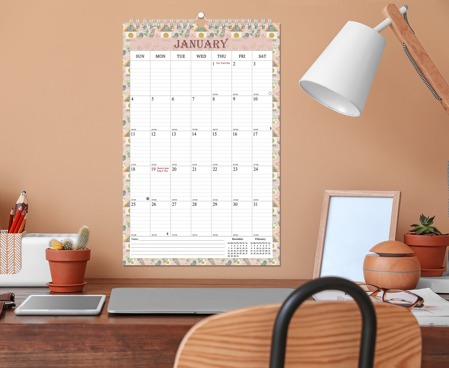 2025-2026 Wall Calendar Spiral-bound Twin-Wire Binding - 18 Months 8.5" x 11" 016