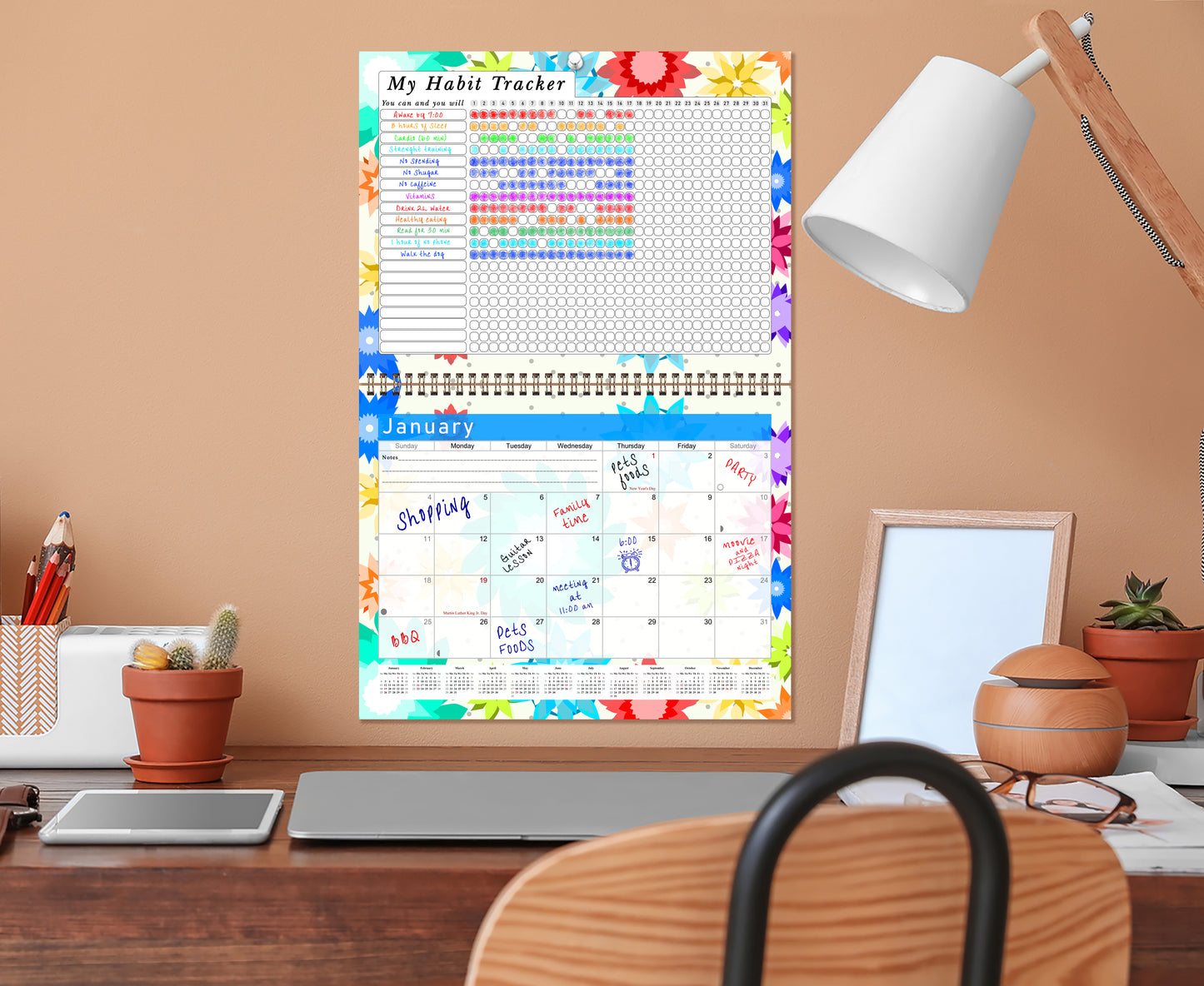 2026 Monthly Desktop/Wall Calendar/Planner - Habit Tracker - (Edition #01)